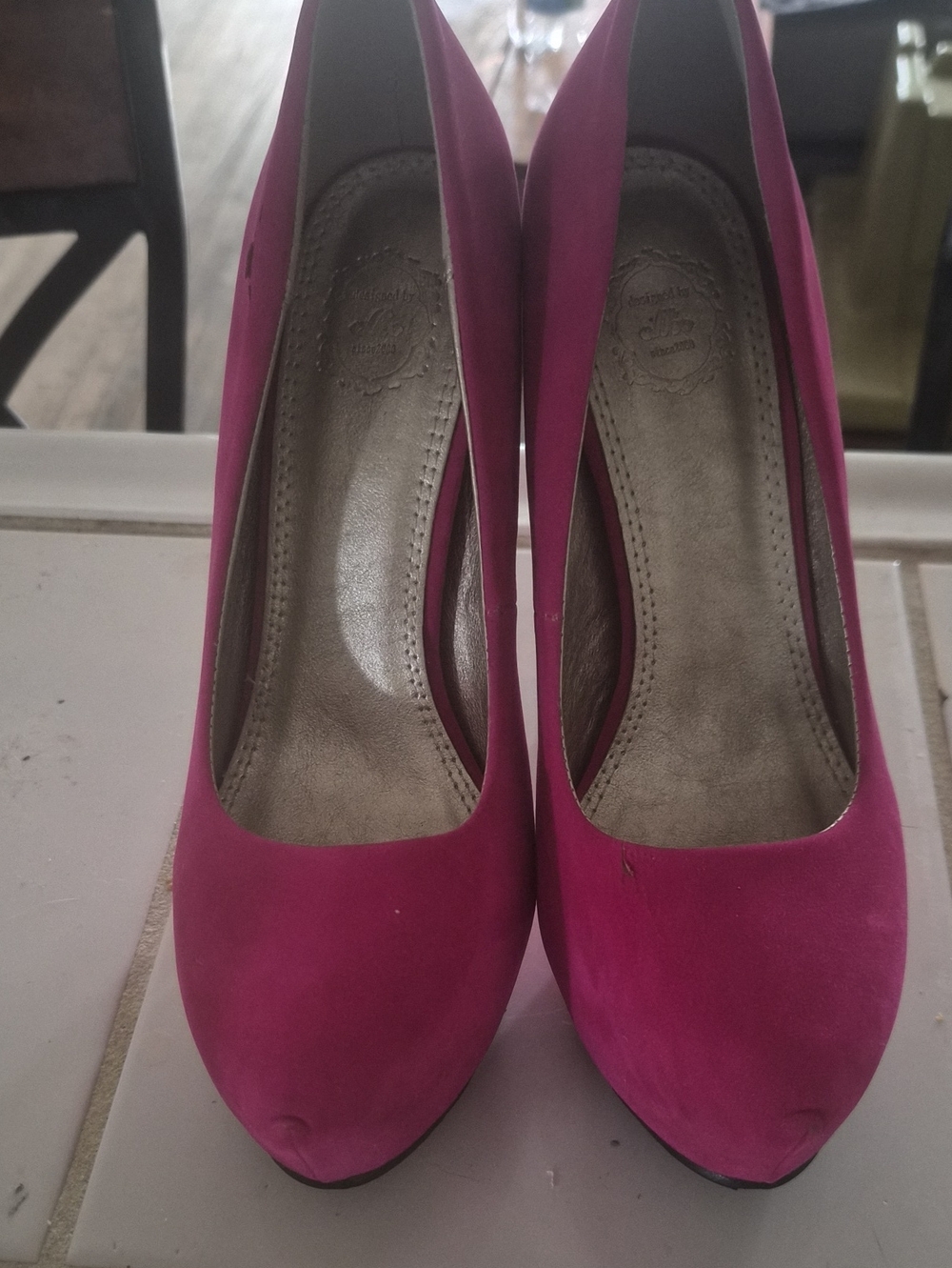 Women's Fuchsia Suede-Look High Heel Pumps